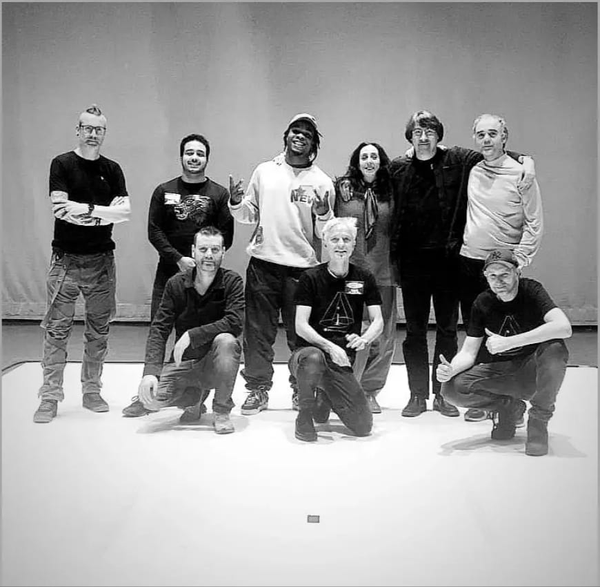 black and white team photo