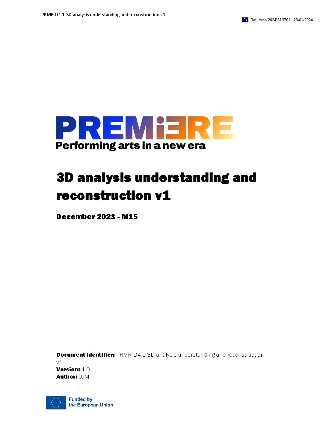 D4.1 3D Scene analysis understanding and reconstruction (v1)